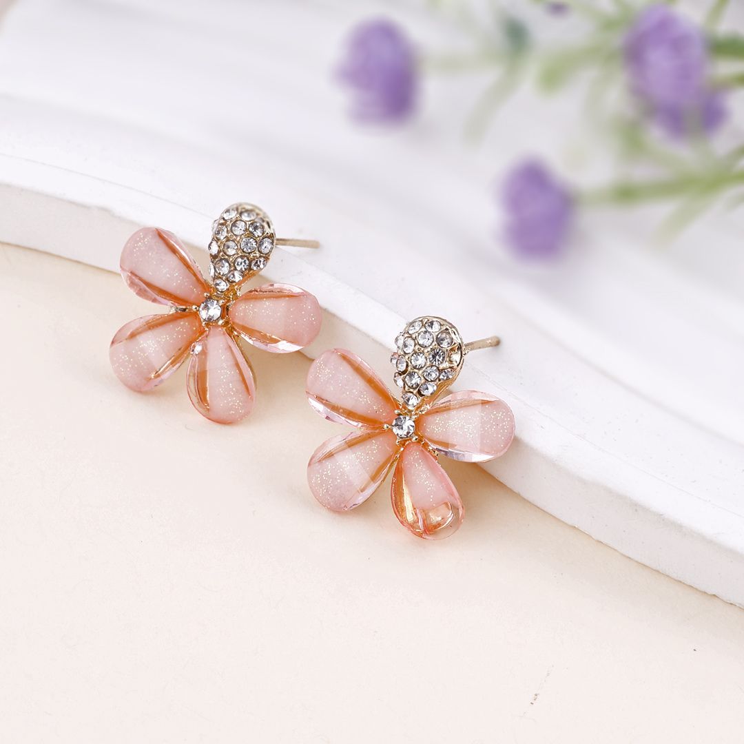 Cozy Crystal Flower Earrings