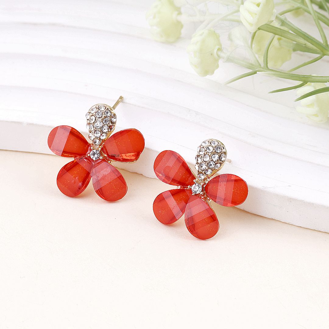 Cozy Crystal Flower Earrings