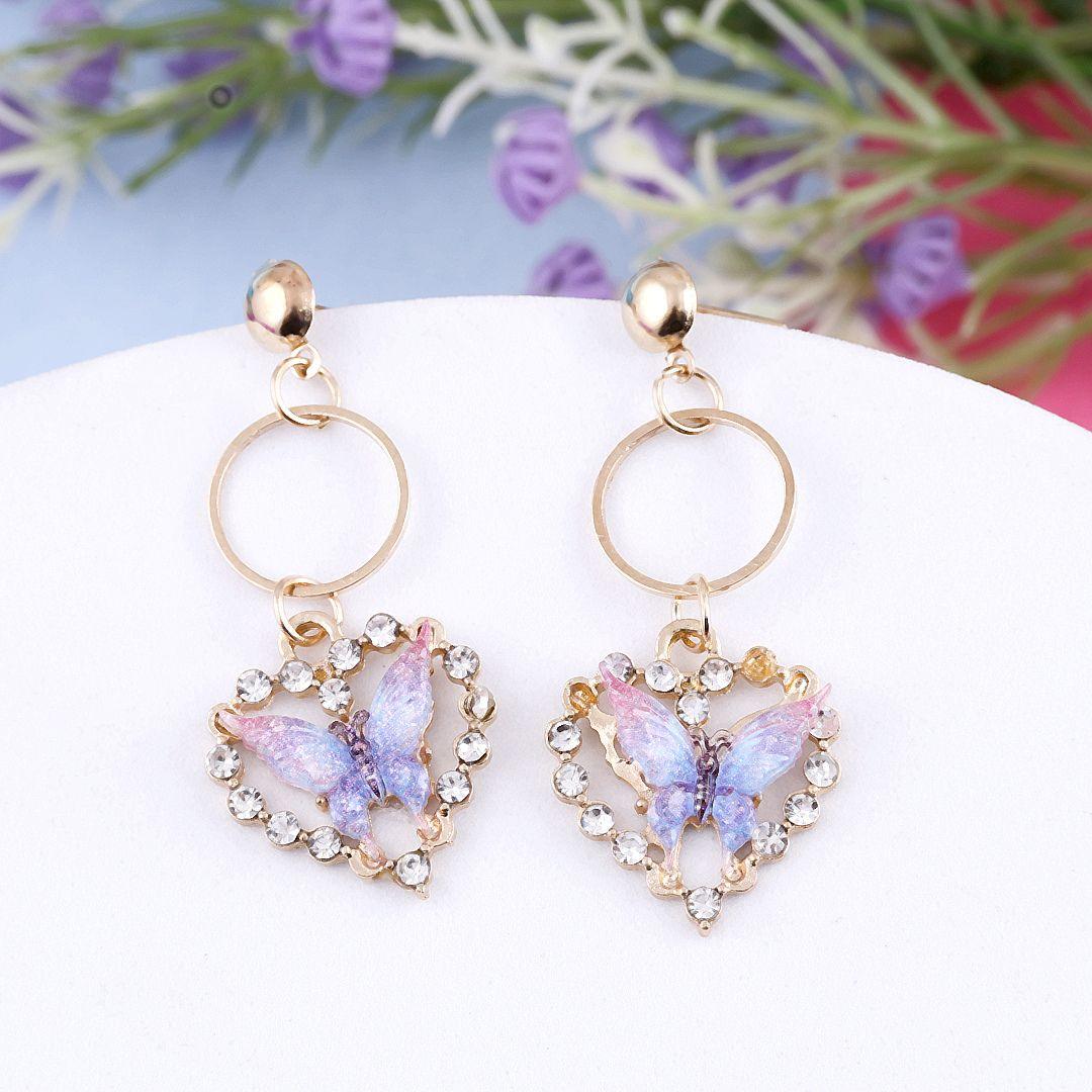 Rhinestone Butterfly Drop Earrings