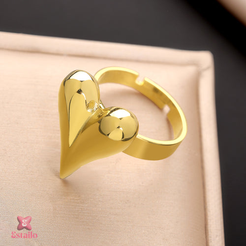 Golden Puffy Heart Ring