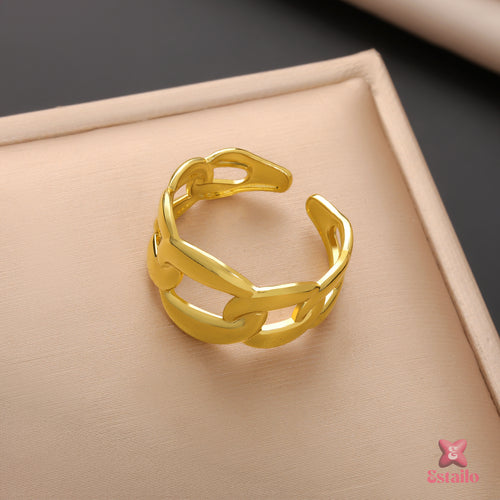 Gilded Chain Statement Ring