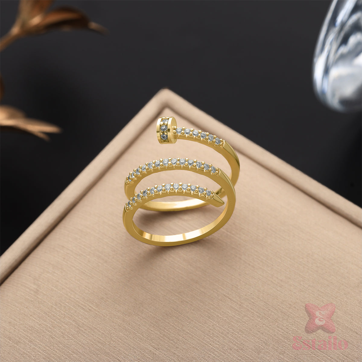Linear Azure Loop Ring