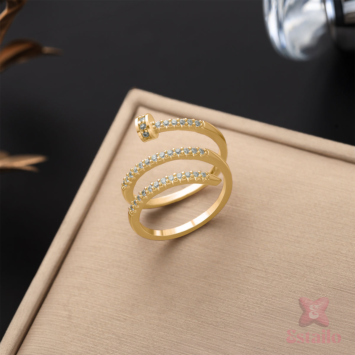 Linear Azure Loop Ring