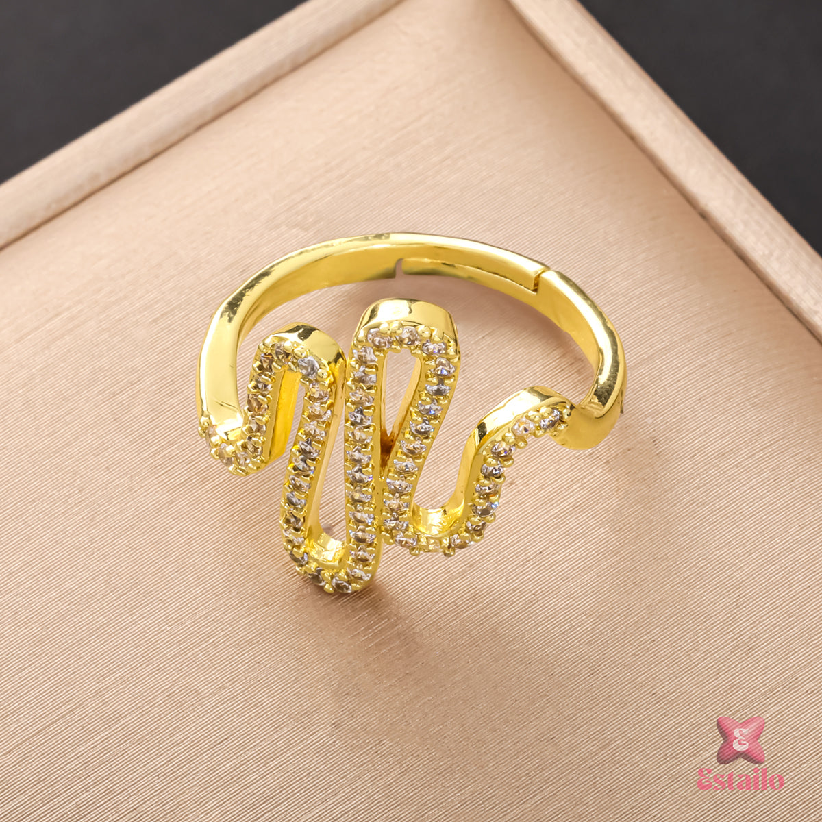 Golden Sparkle Serpent Ring