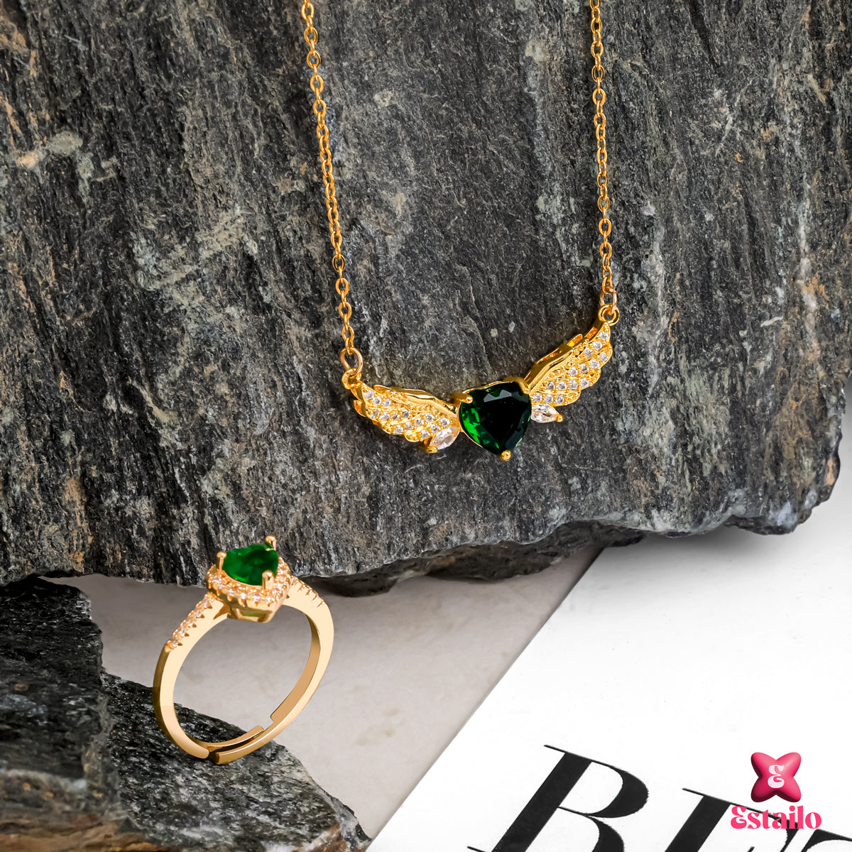 Winged Emerald Love Set