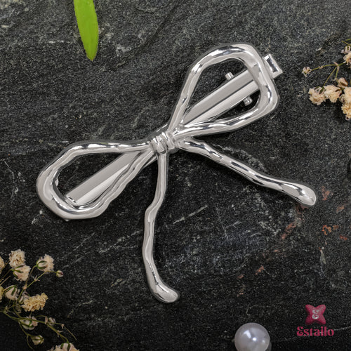 Dainty silver bow clip