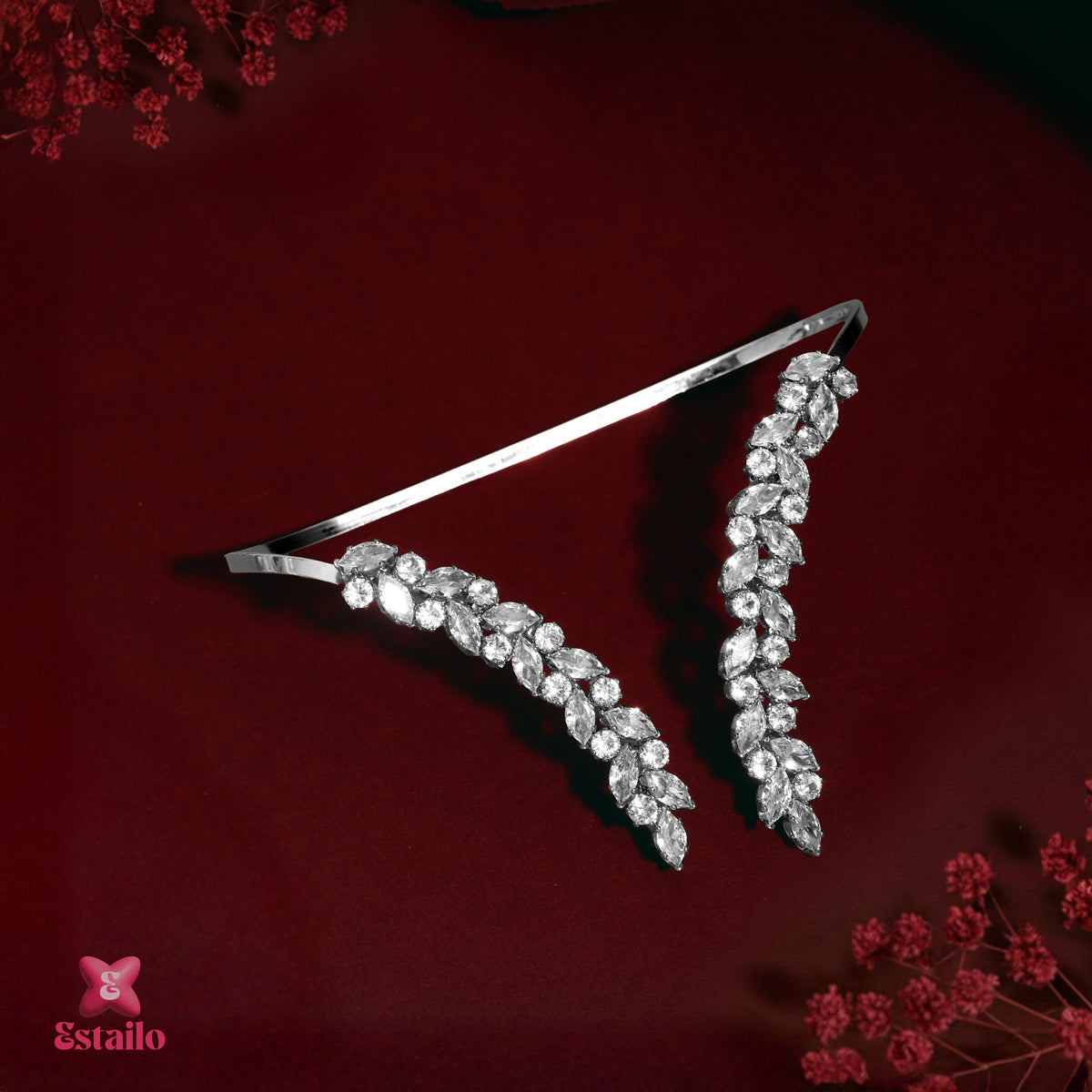 Glitter Leaf Solitaire Hand Jewellery