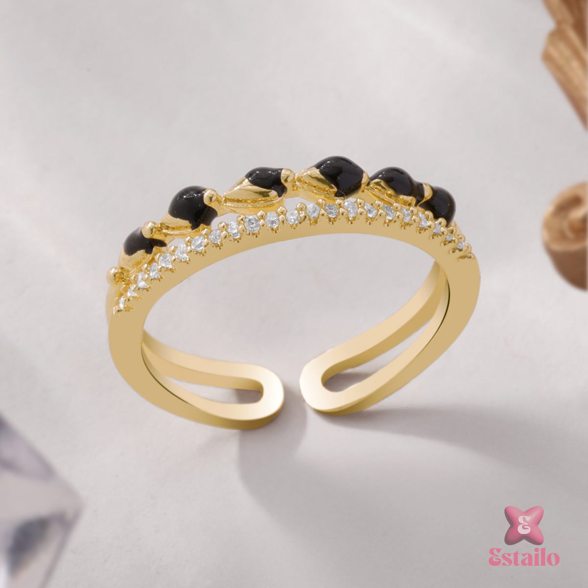 Estailo Noir Glam Ring