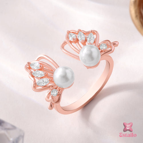 Delicate Rosewing Pearl Ring