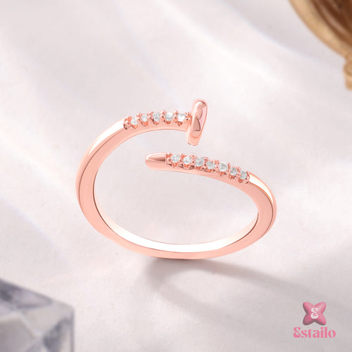 Rose Gold Nail Sparkle Ring