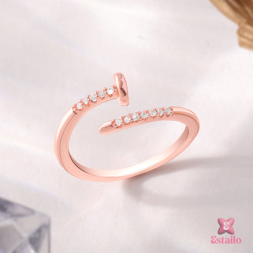 Rose Gold Nail Sparkle Ring