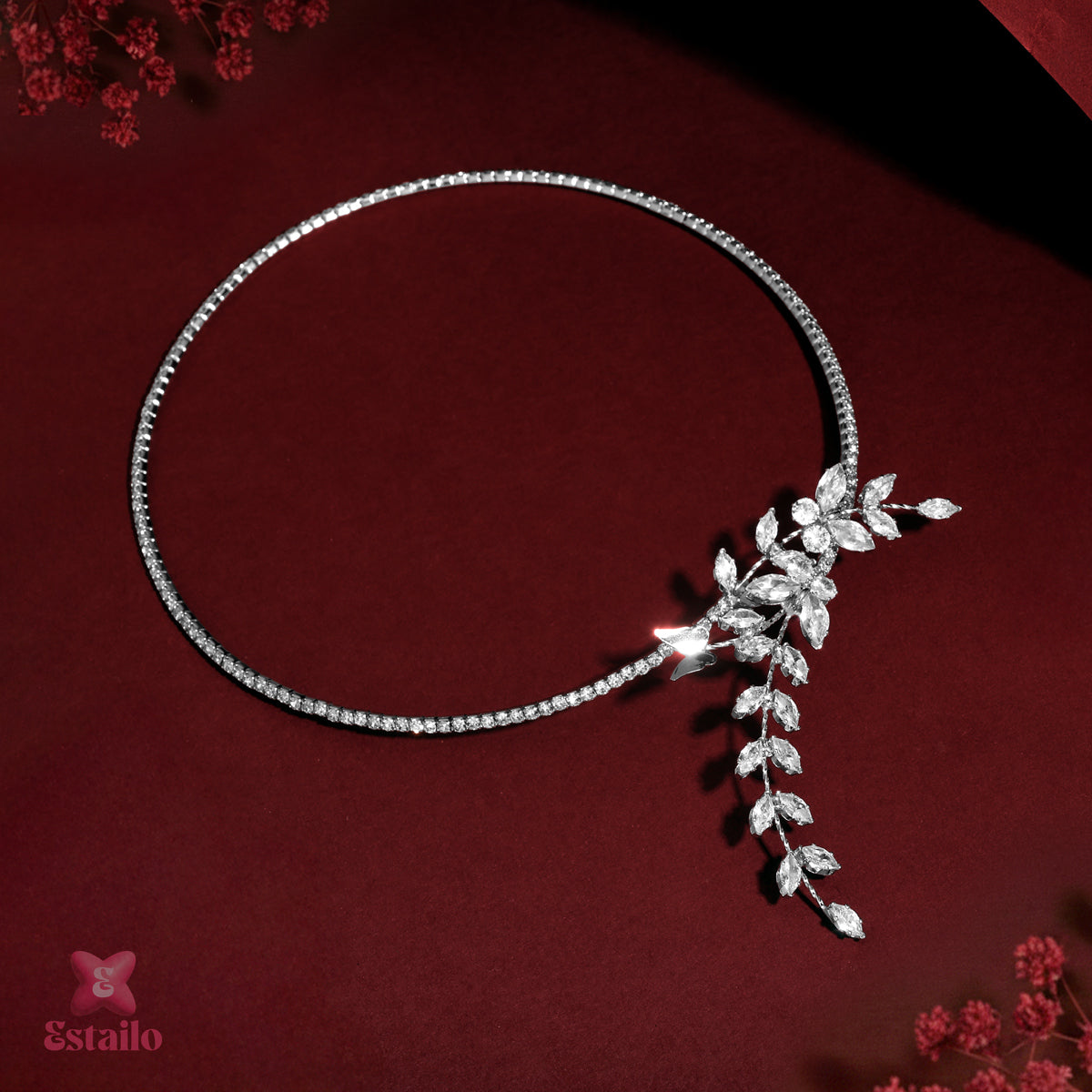 Crystal Blossom Solitaire Necklace