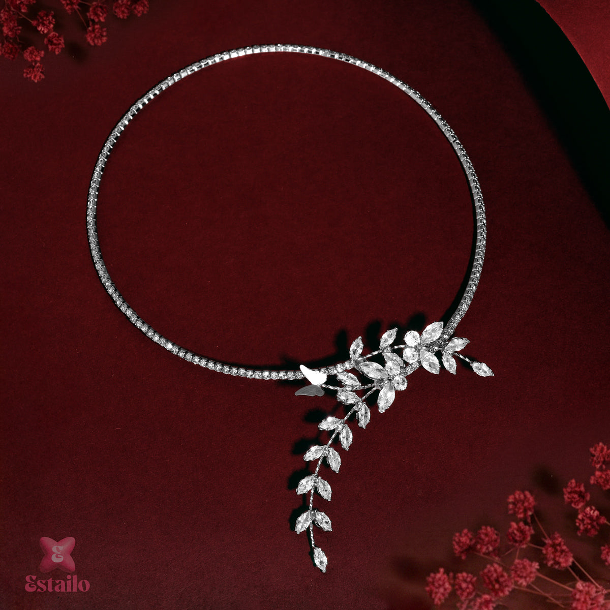 Crystal Blossom Solitaire Necklace