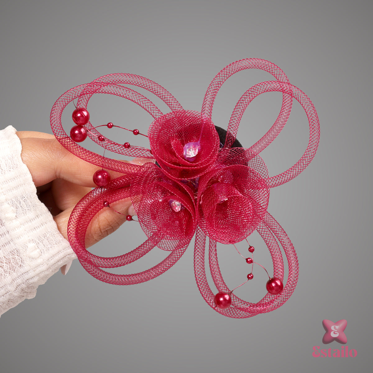 Crimson Bloom Hair Clip
