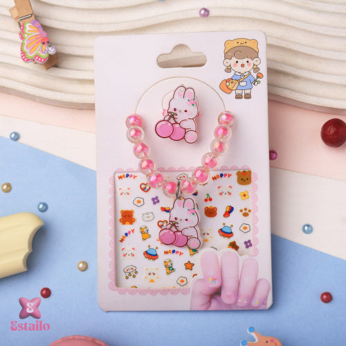 Kids' Beaded Bracelet and Sticker Set