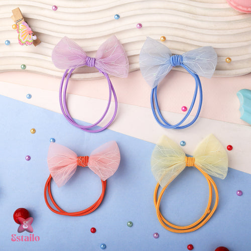 Multicolor Bow Ribbon Rubber (pack of 4)