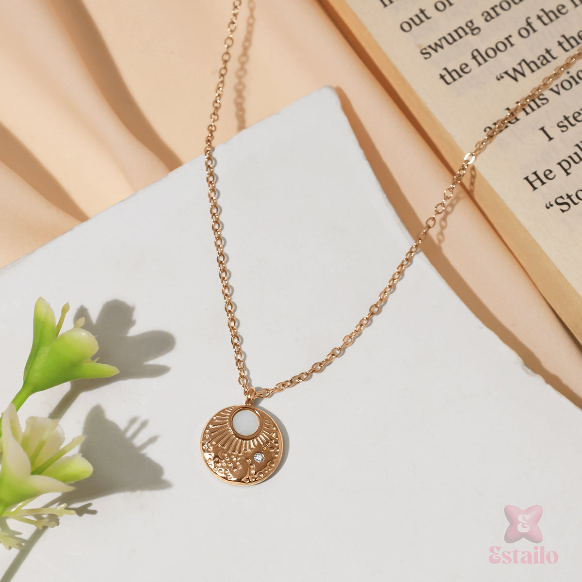 Pearl Drop Medallion Necklace