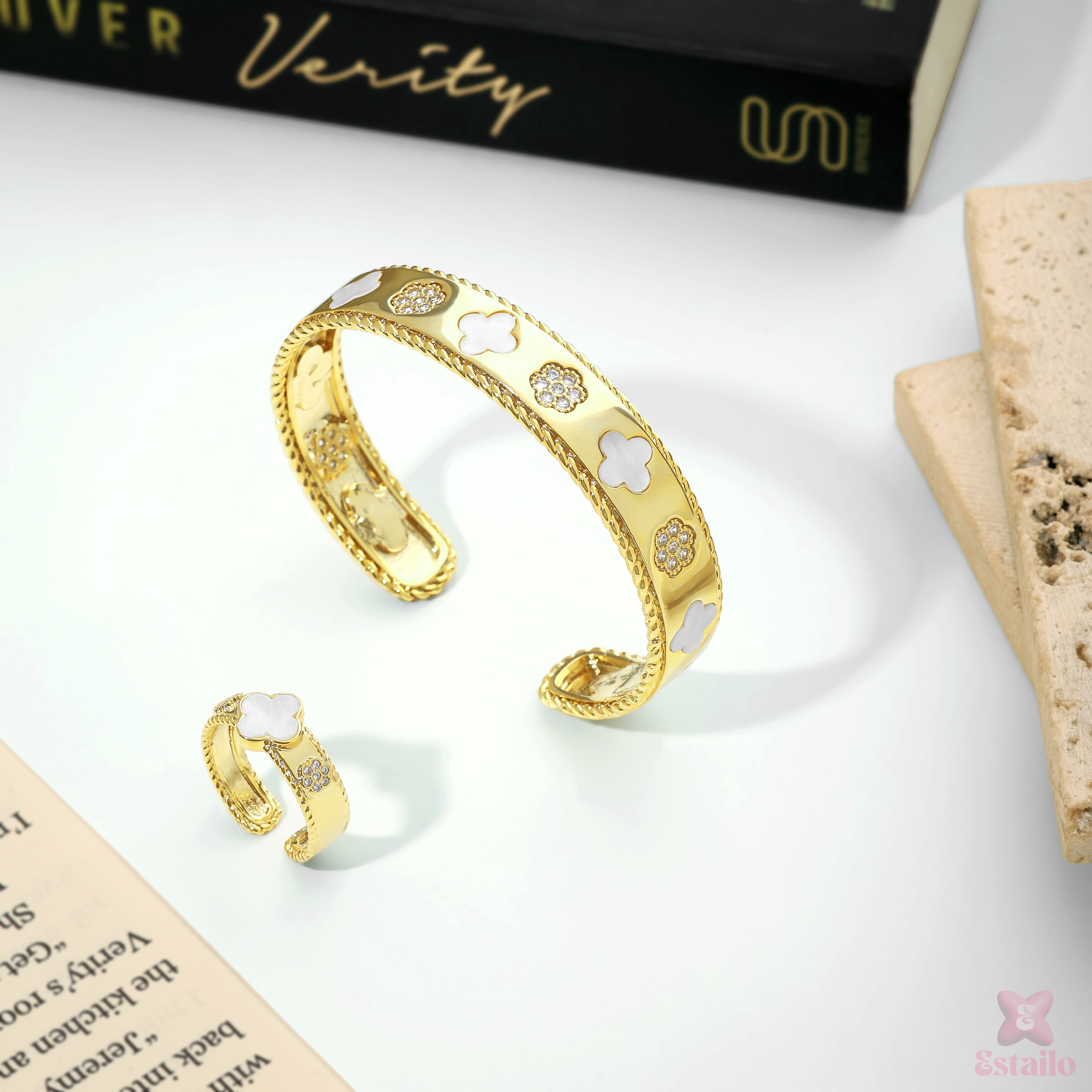 Delicate Clover Bracelet and Ring