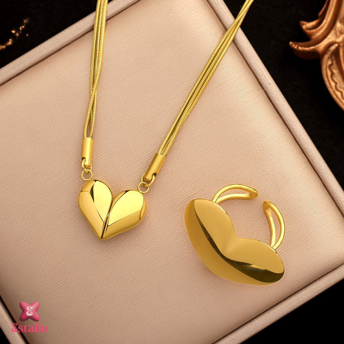 Unity Heart Magnet Necklace Set