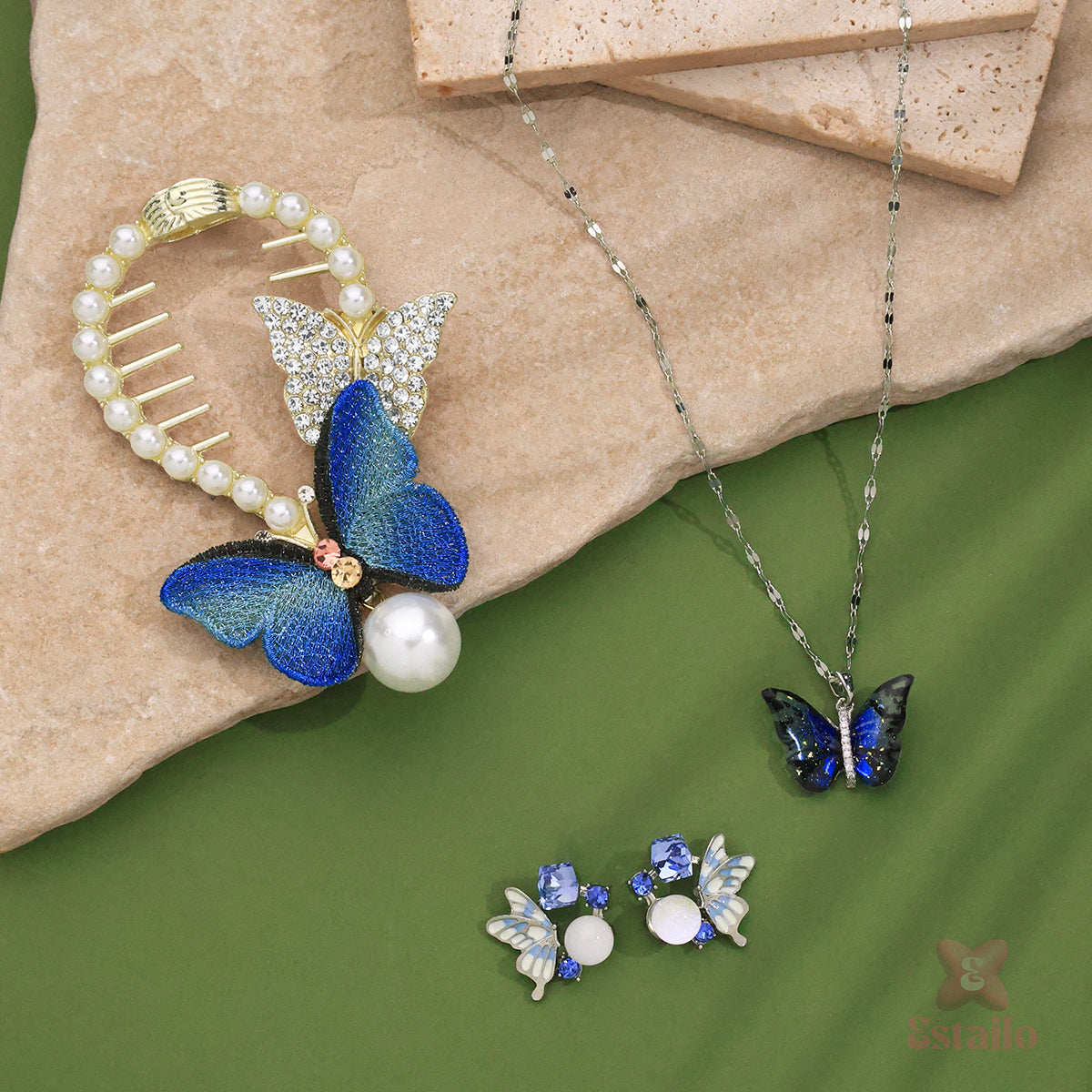 Elegant Pearl Butterfly Set