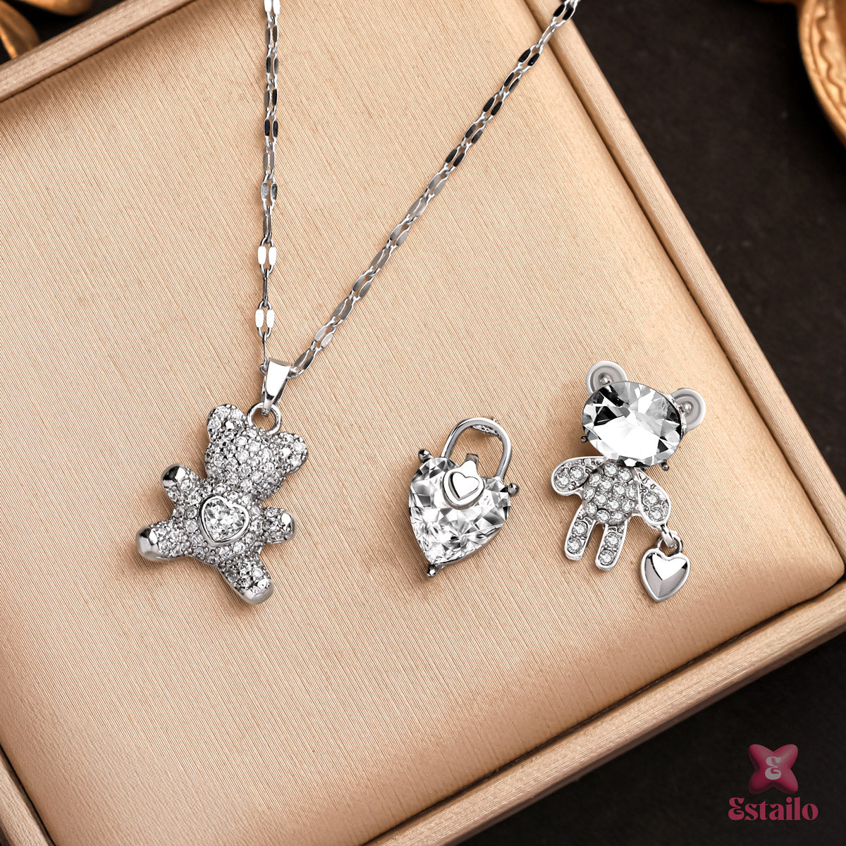 Crystal Teddy Love Set