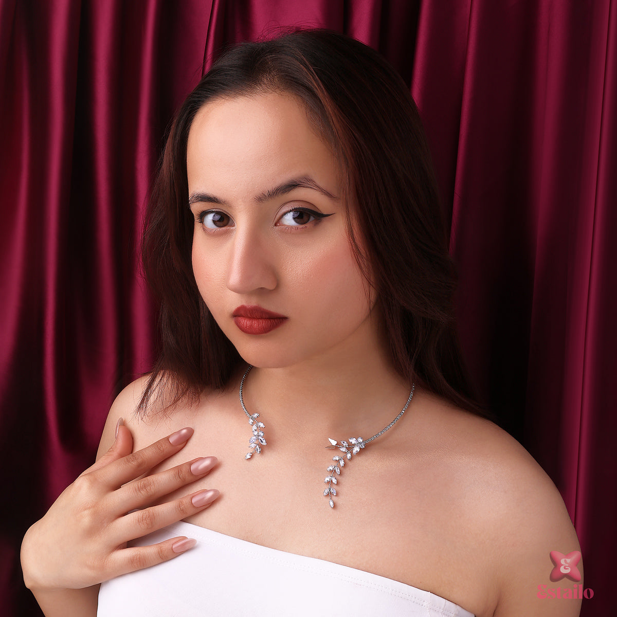 Crystal Blossom Solitaire Necklace