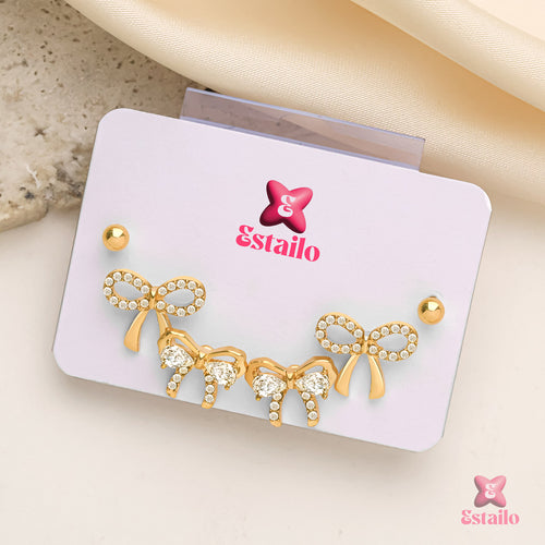 Ribbon Sparkle Studs Earrings