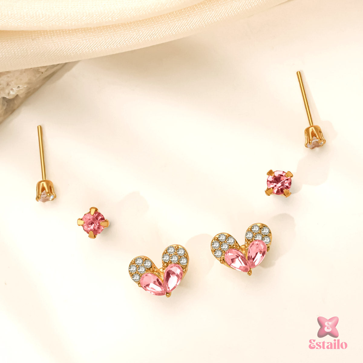 Pink Heart Sparkle Earrings