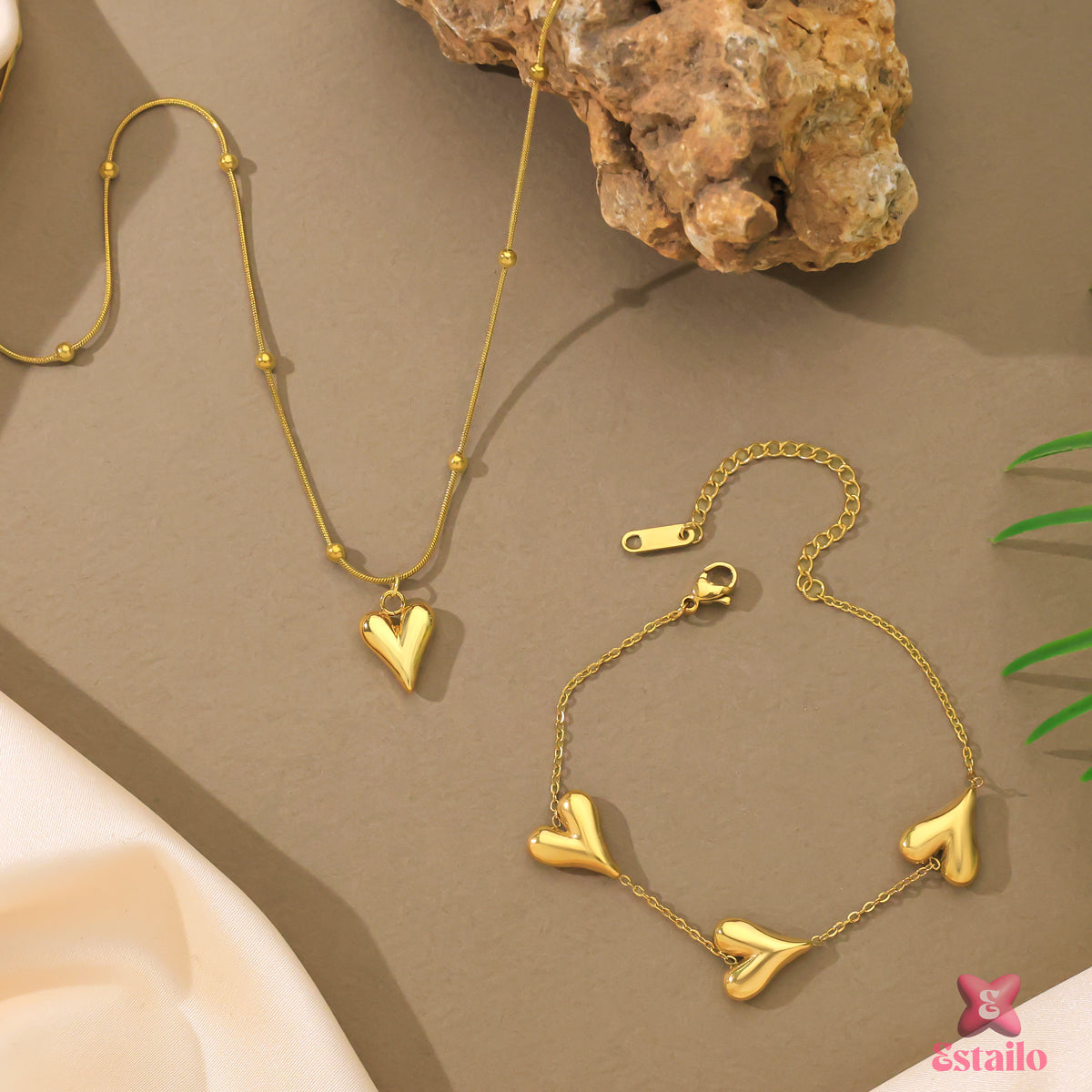 Golden Puffy Heart Set