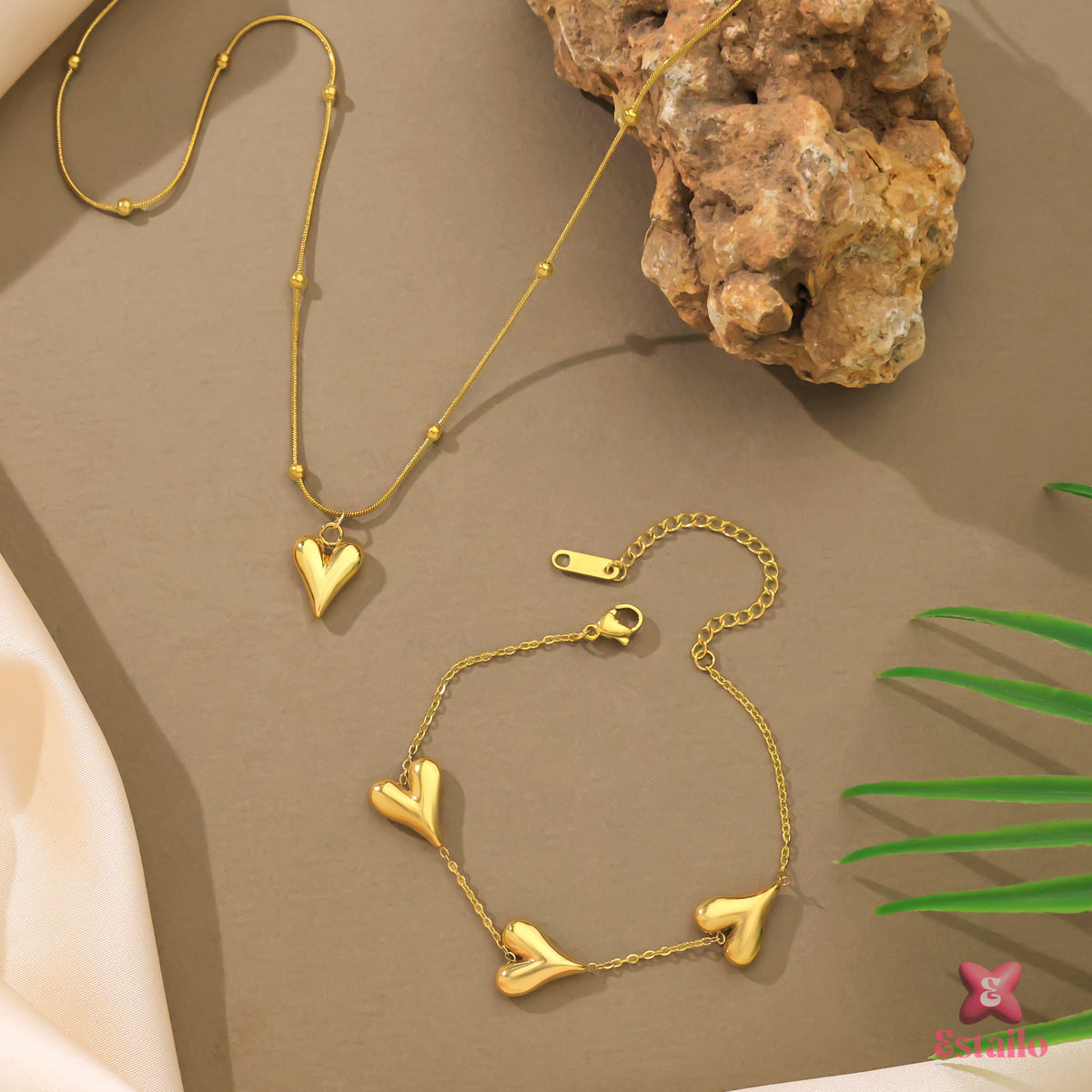 Golden Puffy Heart Set