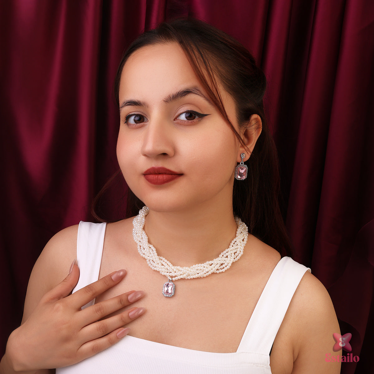 Imperial Pink Pearl Necklace Set