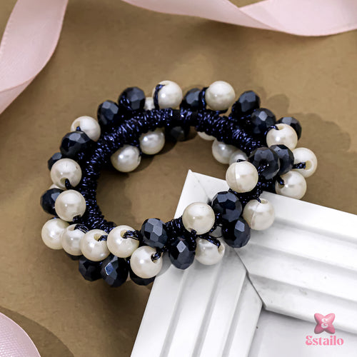 Beaded Noir Hair Tie