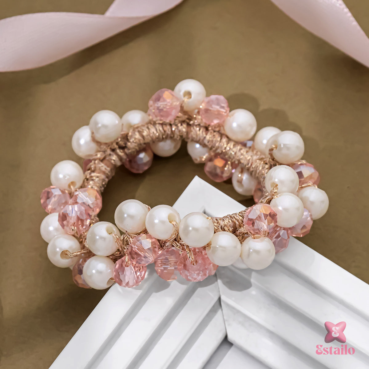 Pink Pearl Ponytail Tie