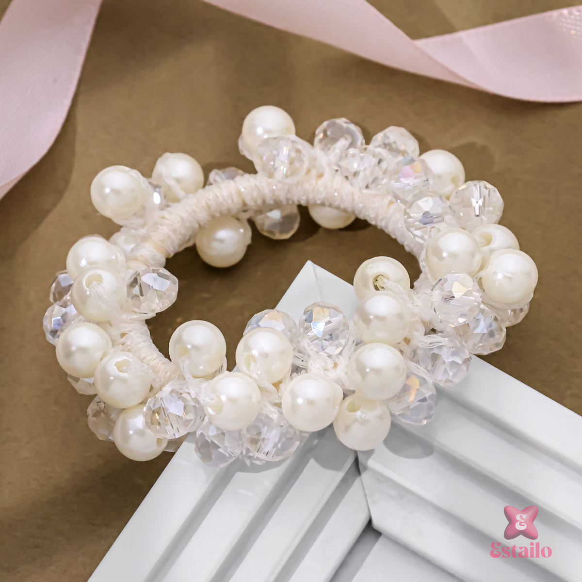 Glintz White Elastic Hair Ties
