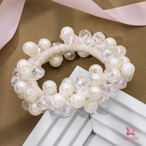 Glintz White Elastic Hair Ties