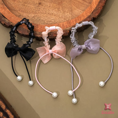 Tulle & Pearl Tresses Tie (pack of 3)