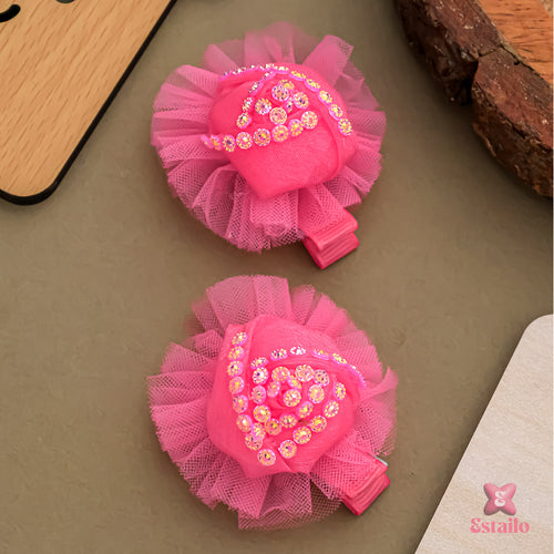 Pink Petal Heart Clip