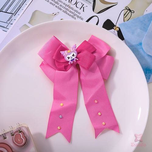 Pink Kuromi-style Bow Clip