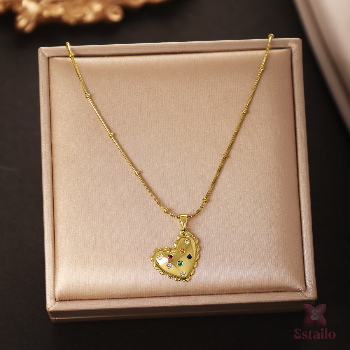 Golden Heart Cascade Necklace