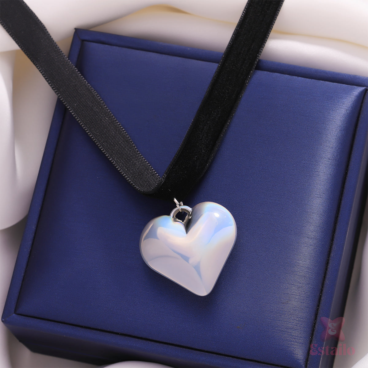 Lunar Glow Opalite Heart Necklace