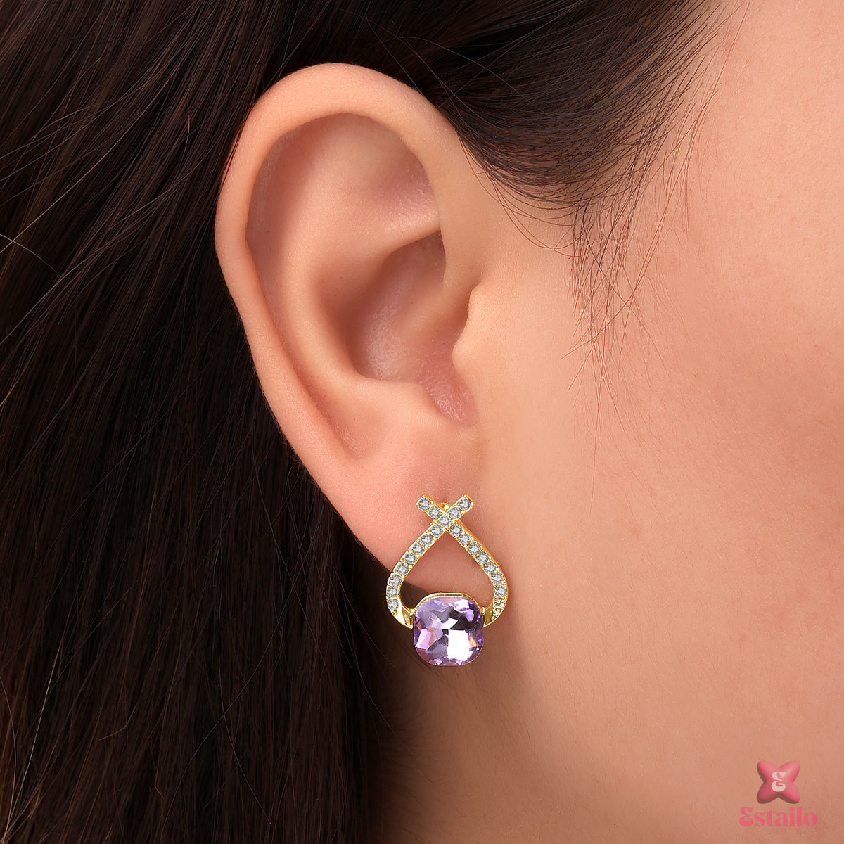 Glamour Stone Stud Earring