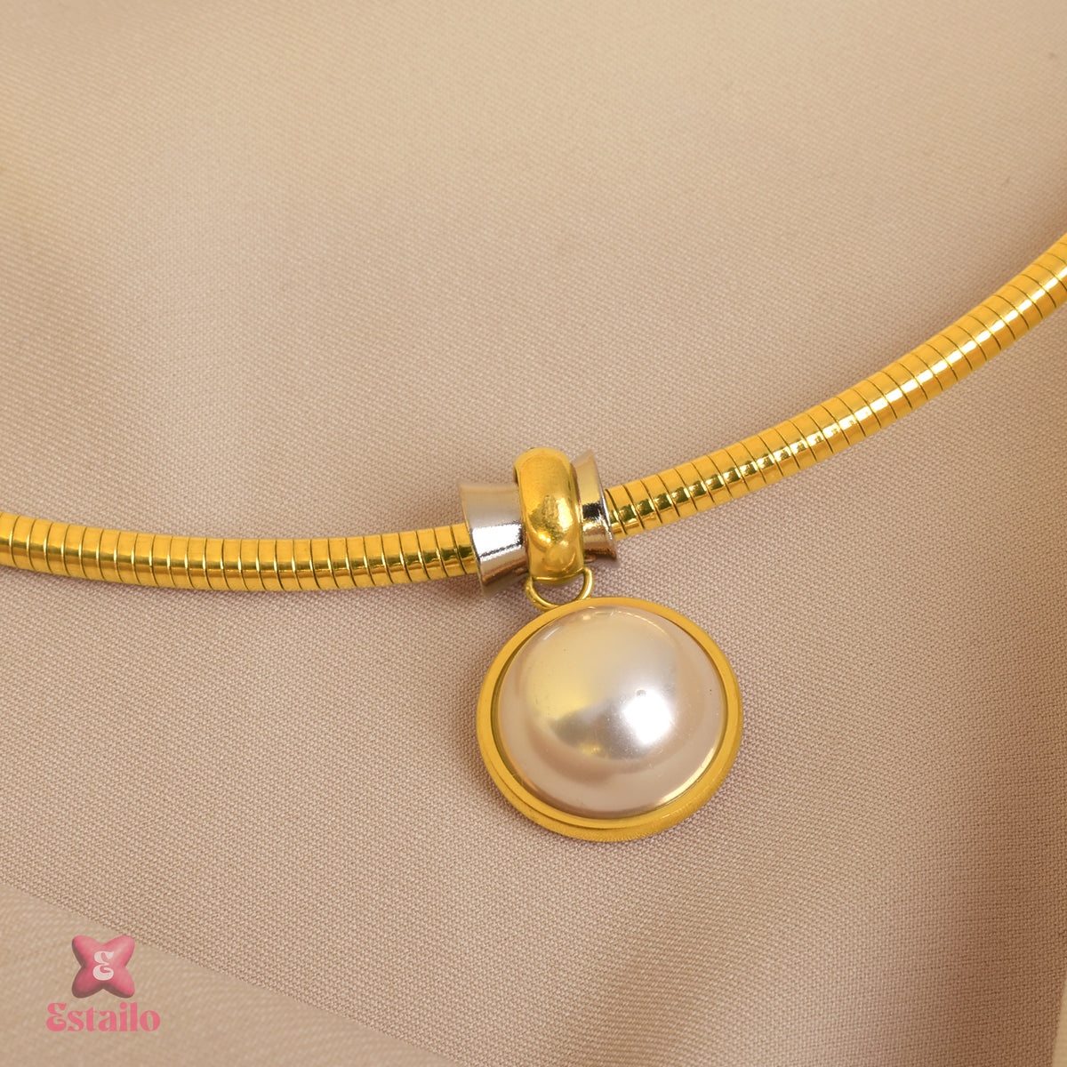 Golden Pearl Droplet Necklace