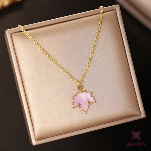 Blush Leaf Charm Necklace