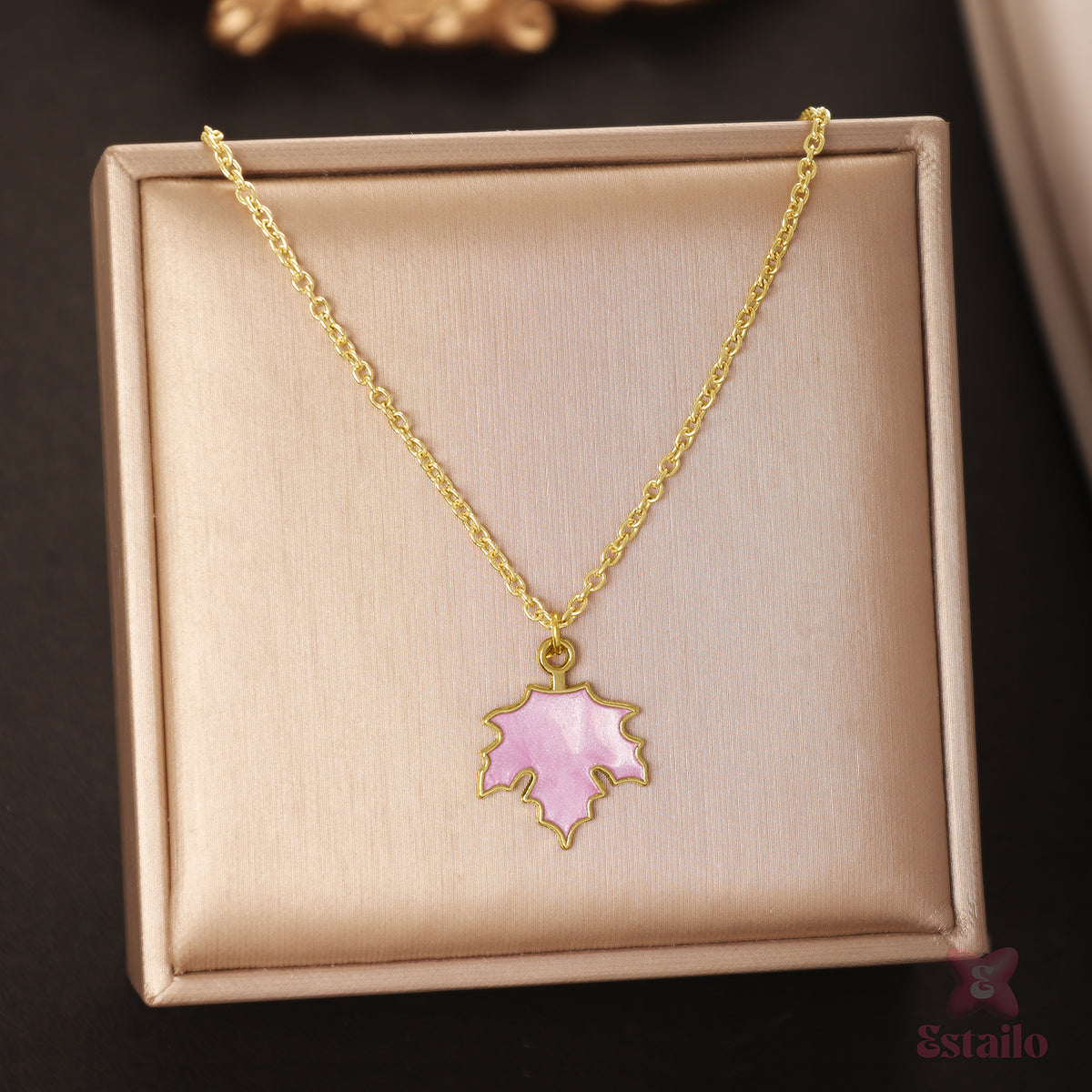 Blush Leaf Charm Necklace