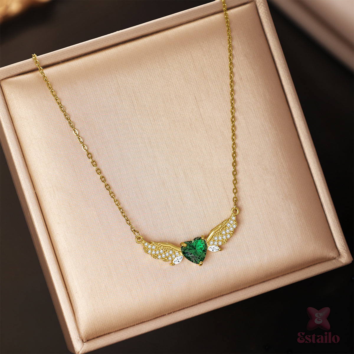 Divine Emerald Wings Necklace