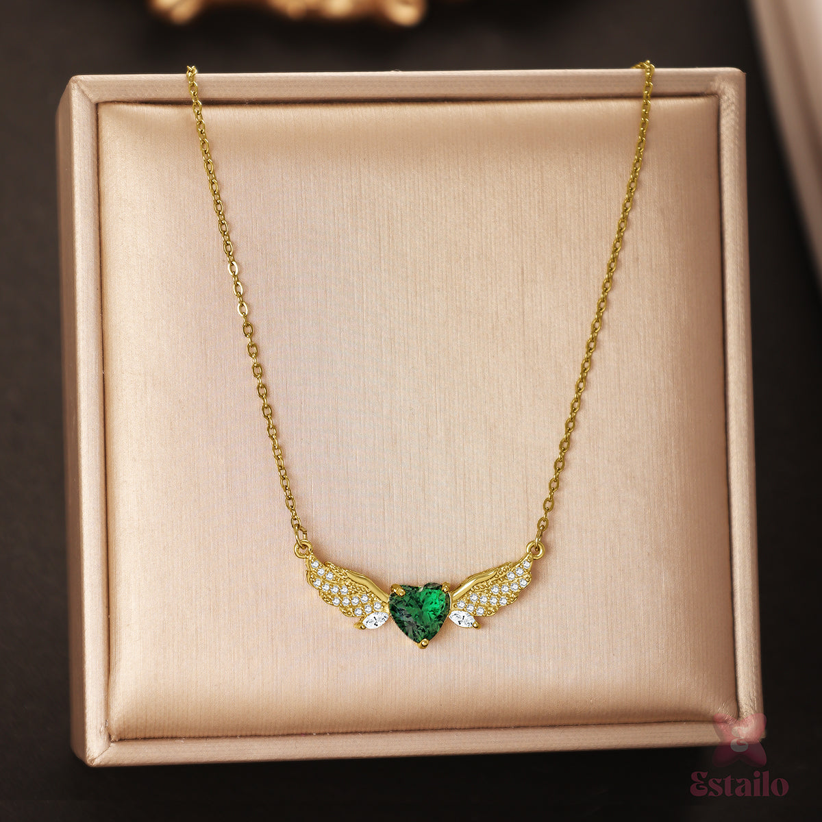 Divine Emerald Wings Necklace
