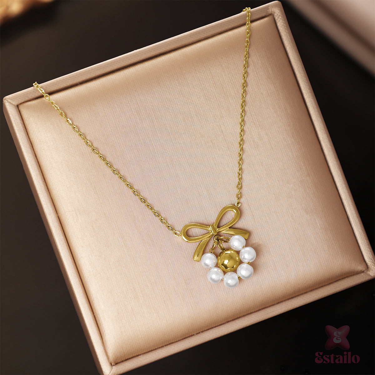 Bowtied Pearl Elegance Necklace