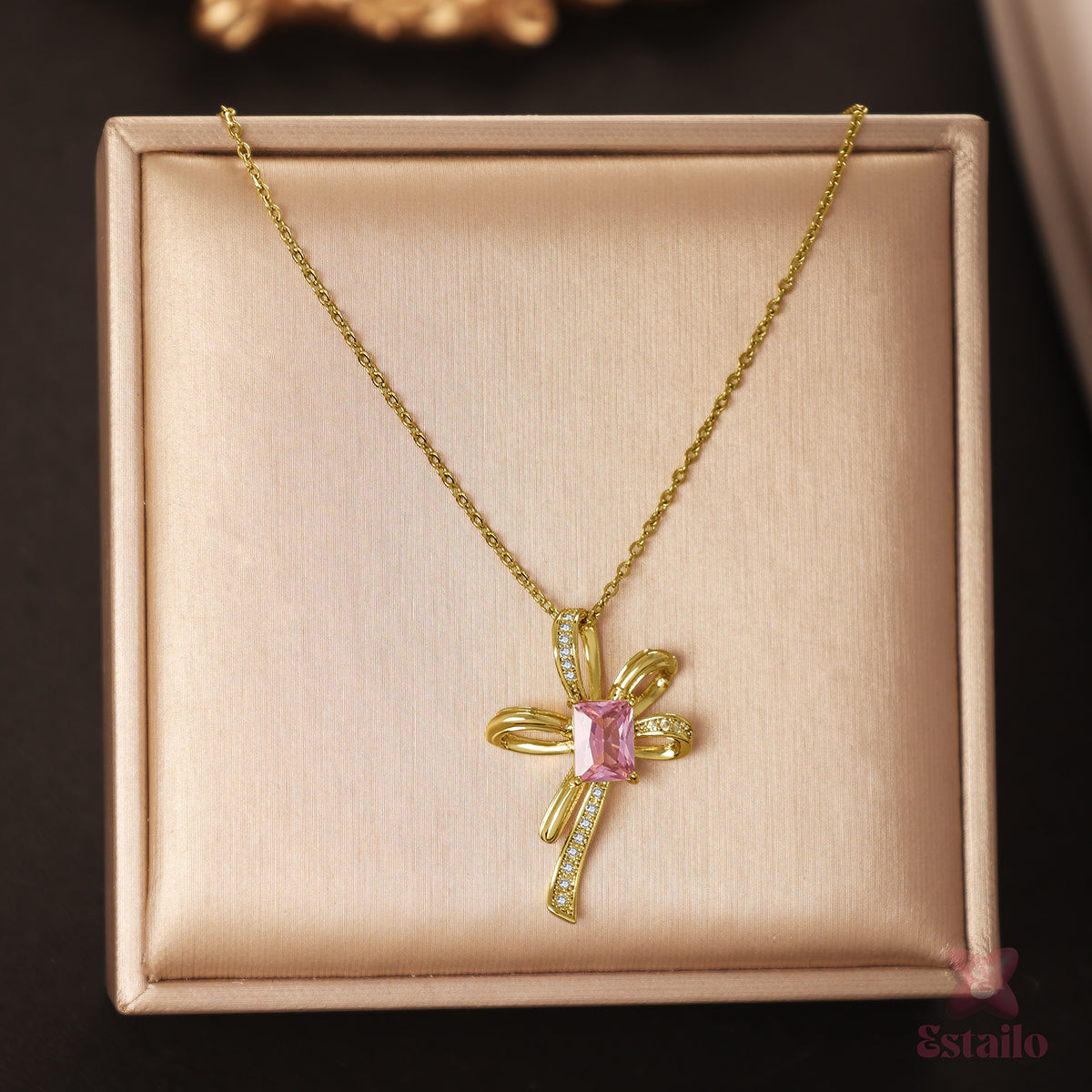 Rosé Ribbon Pendant Necklace