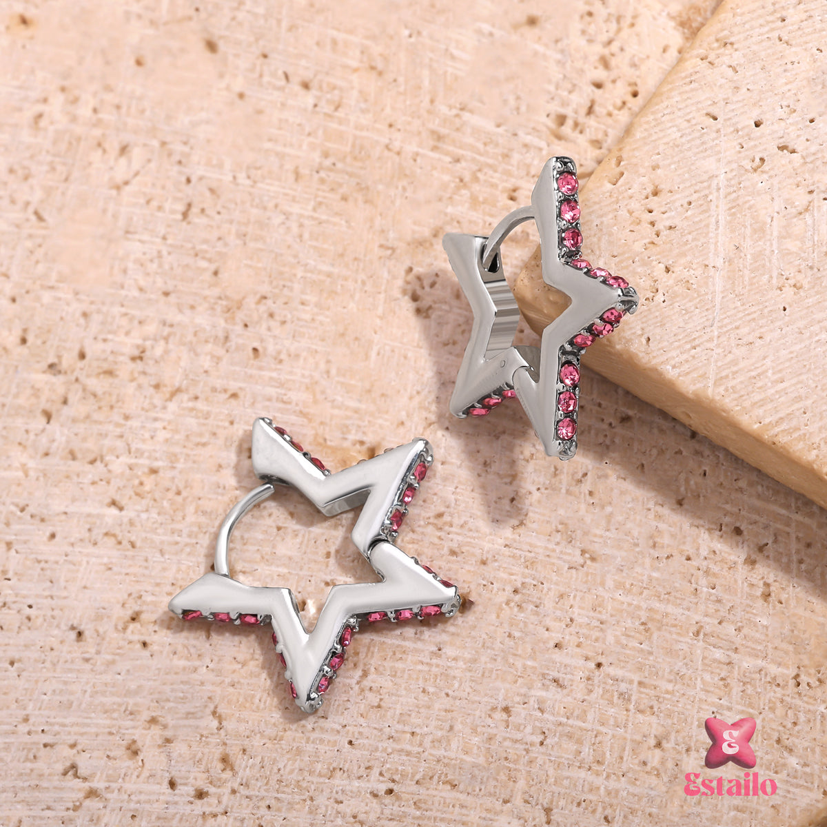 Pink Starlight Hoop Earrings