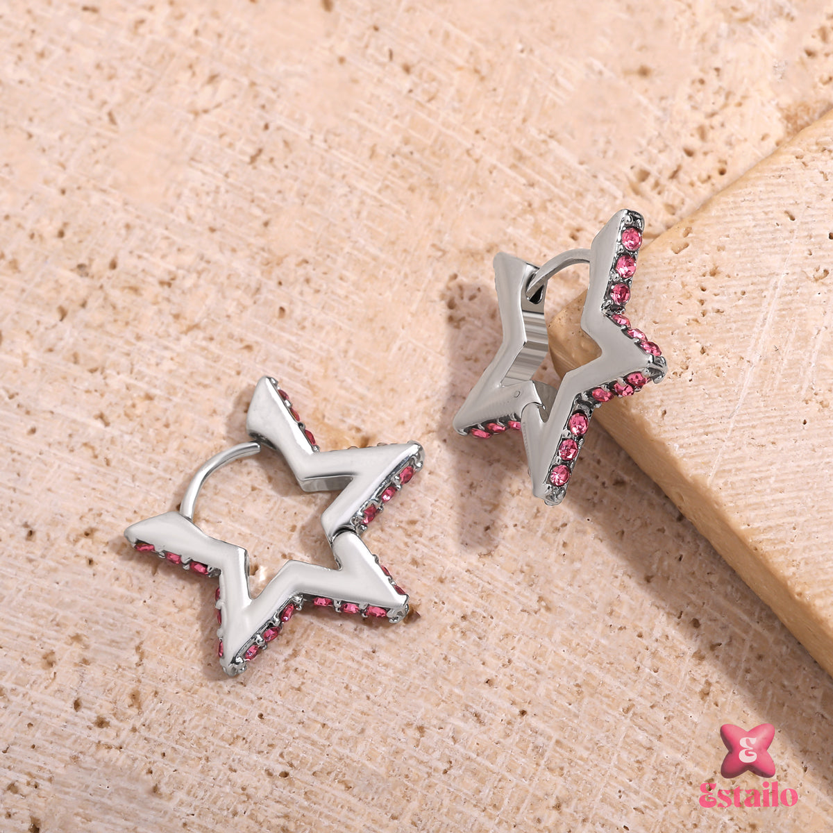 Pink Starlight Hoop Earrings